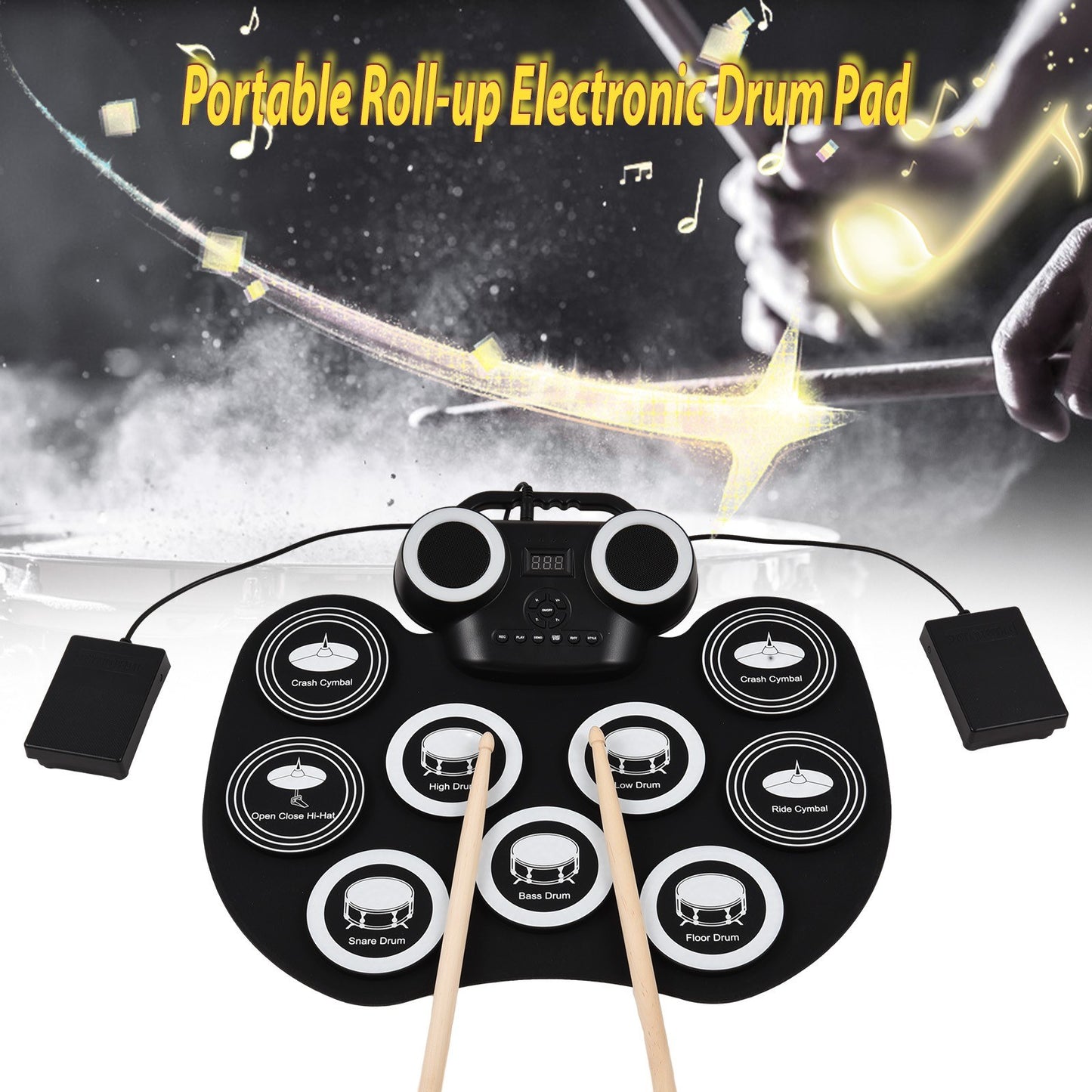 Portable Roll-up Silicon Electronic Drum Pad G3002