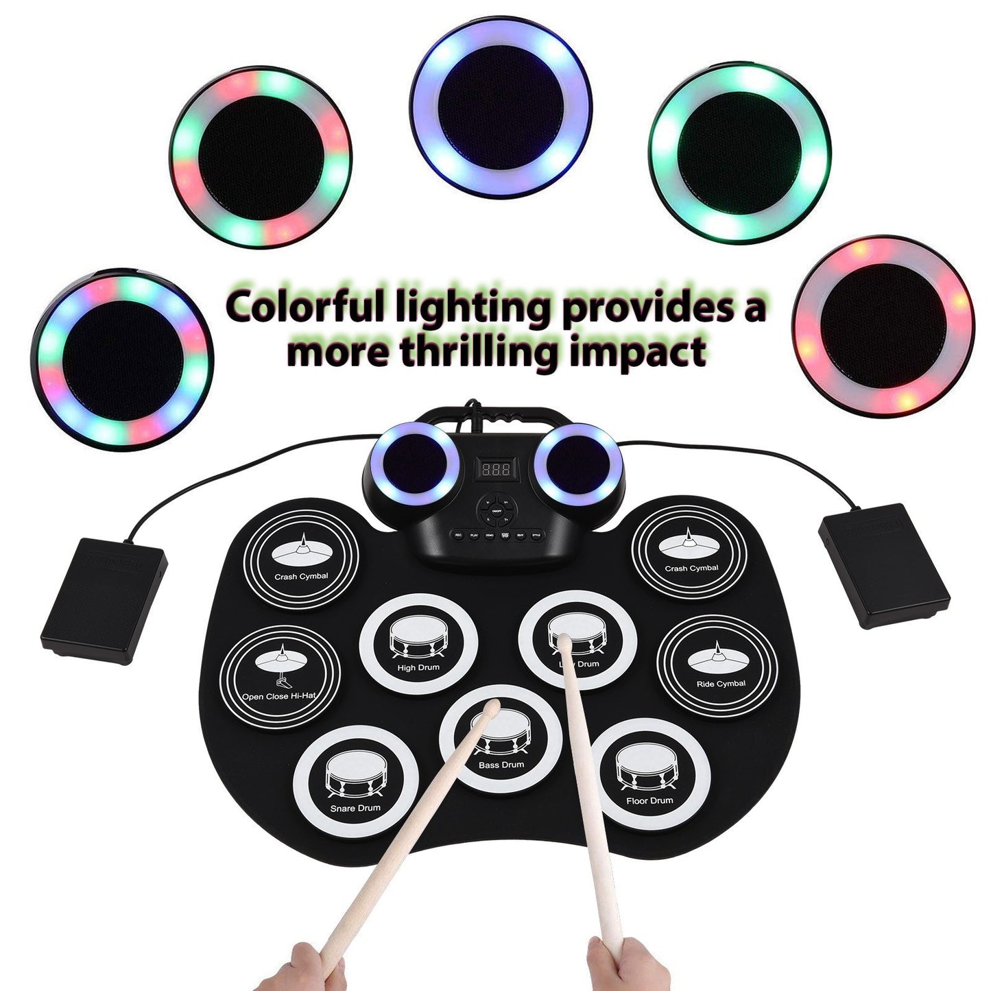 Portable Roll-up Silicon Electronic Drum Pad G3002