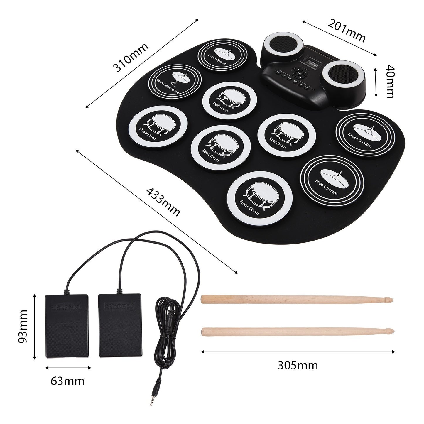 Portable Roll-up Silicon Electronic Drum Pad G3002