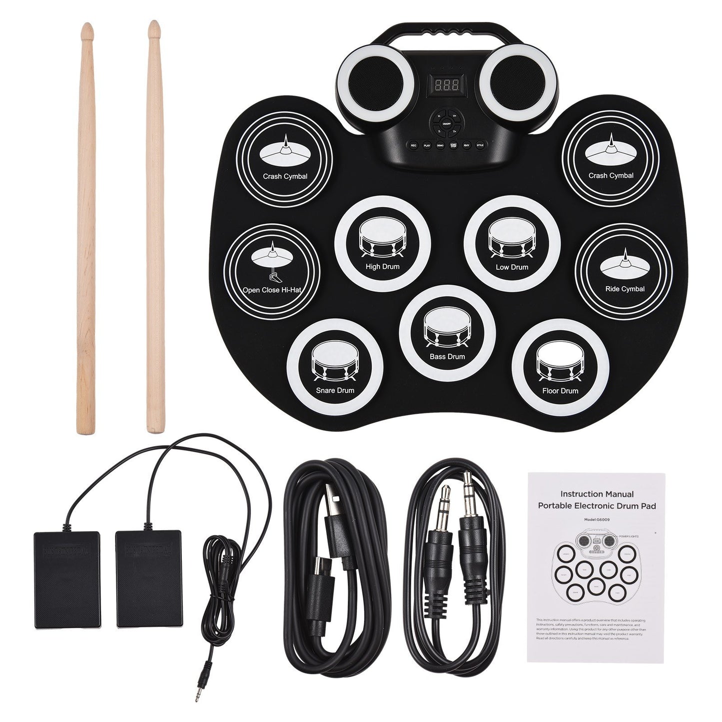 Portable Roll-up Silicon Electronic Drum Pad G3002