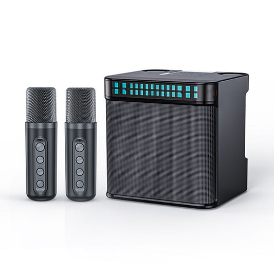 Portable Karaoke Machine with Wireless Speaker, 2 Microphones, TF Card Slot, LED Lights, Bluetooth