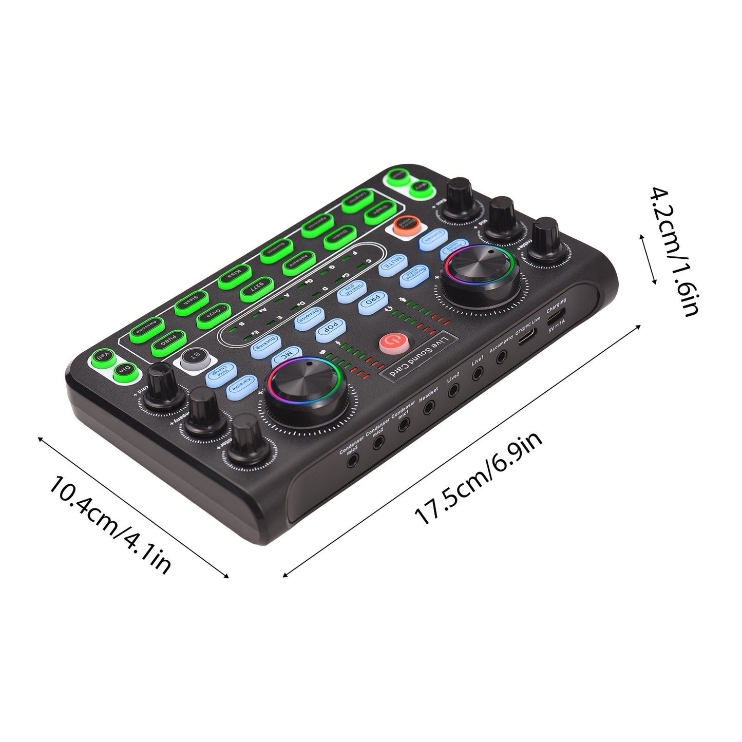 Desktop Audio Mixer Sound Card with Noise Reduction, DC 5V 44.1KHz for Recording & Singing