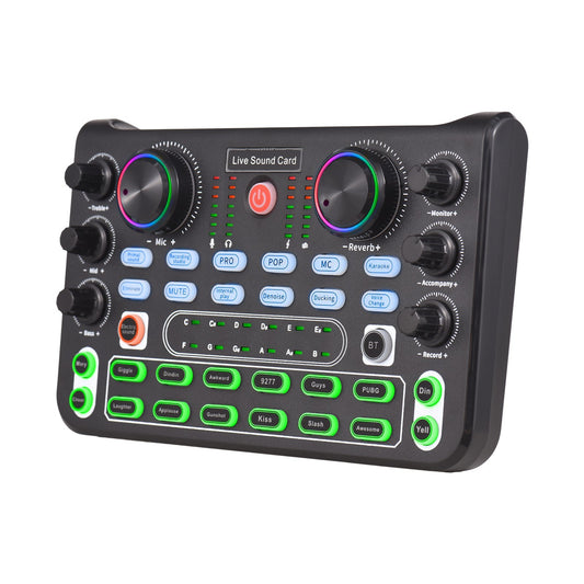 Desktop Audio Mixer Sound Card with Noise Reduction, DC 5V 44.1KHz for Recording & Singing