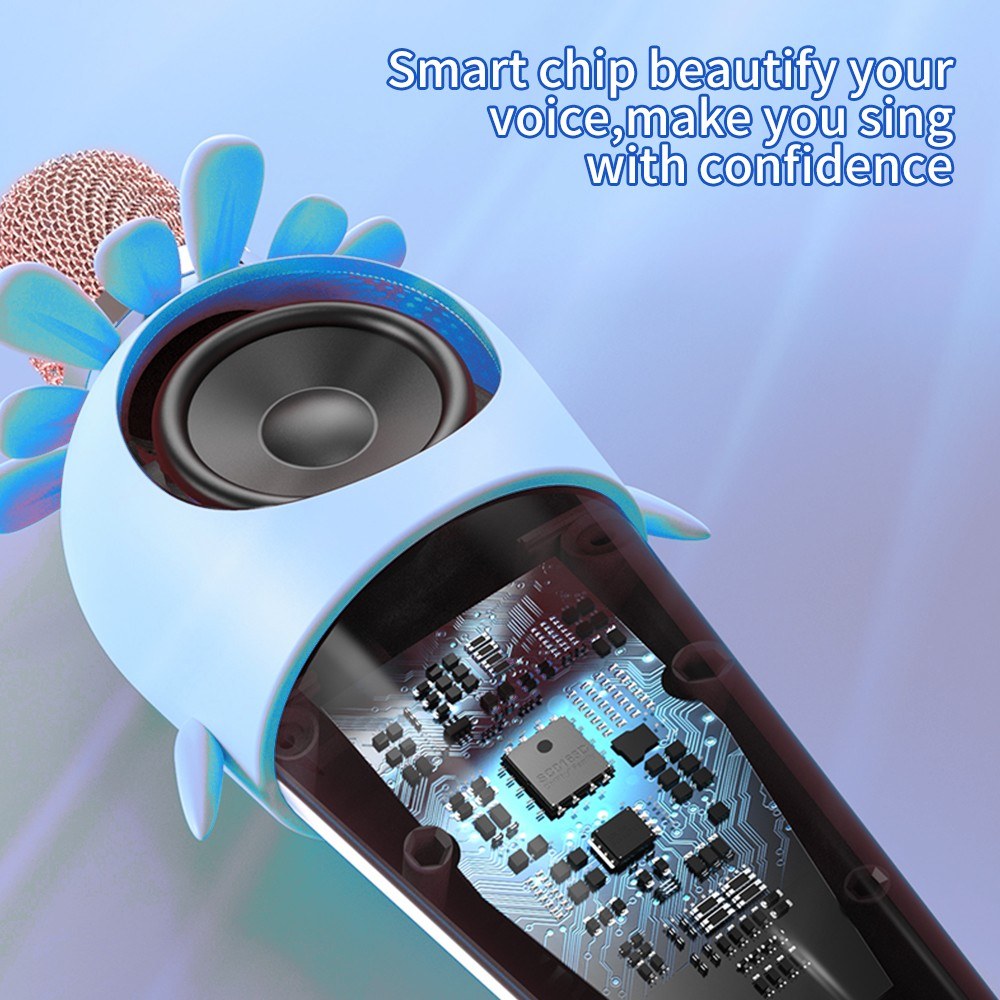 Portable Karaoke Microphone with Speaker, Noise Reduction, LED Lights, and Echo Controls