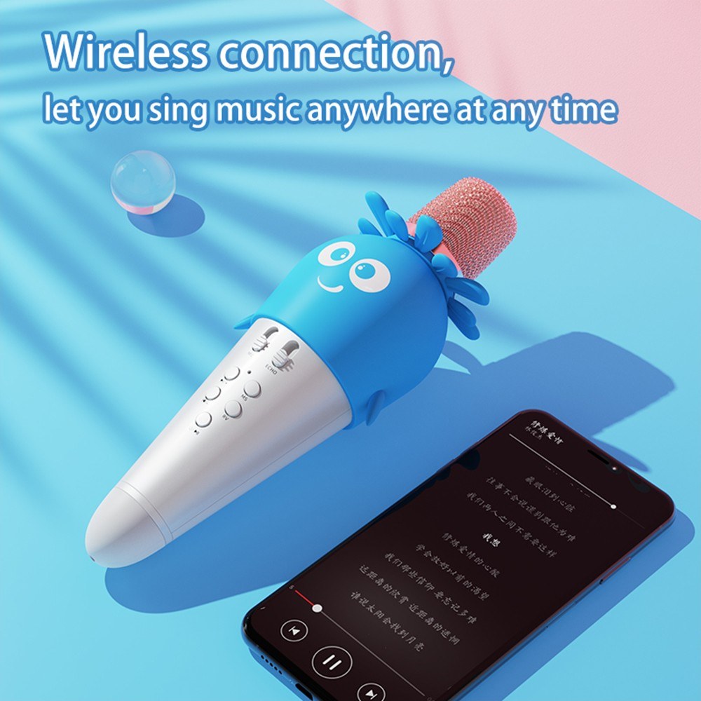 Portable Karaoke Microphone with Speaker, Noise Reduction, LED Lights, and Echo Controls