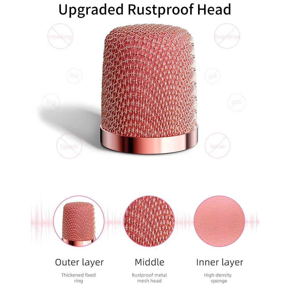Portable Karaoke Microphone with Speaker, Noise Reduction, LED Lights, and Echo Controls