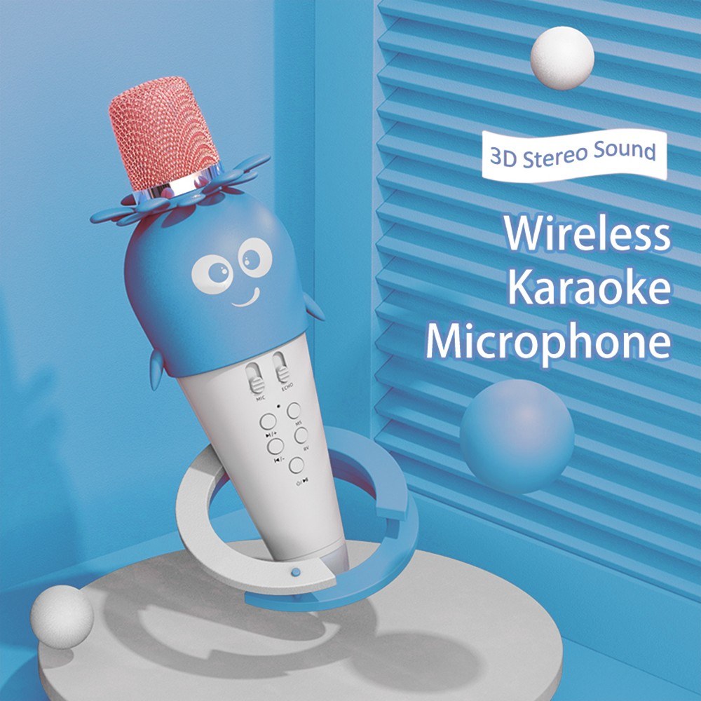 Portable Karaoke Microphone with Speaker, Noise Reduction, LED Lights, and Echo Controls