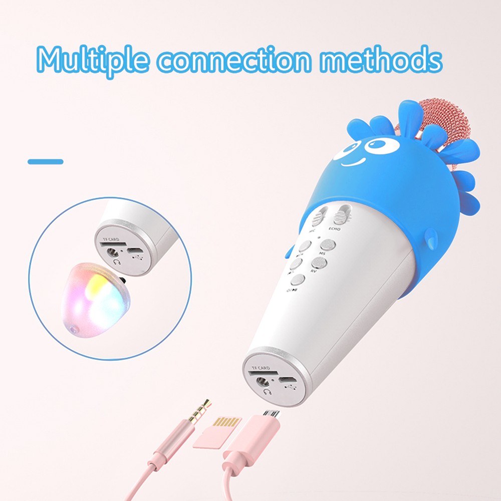 Portable Karaoke Microphone with Speaker, Noise Reduction, LED Lights, and Echo Controls