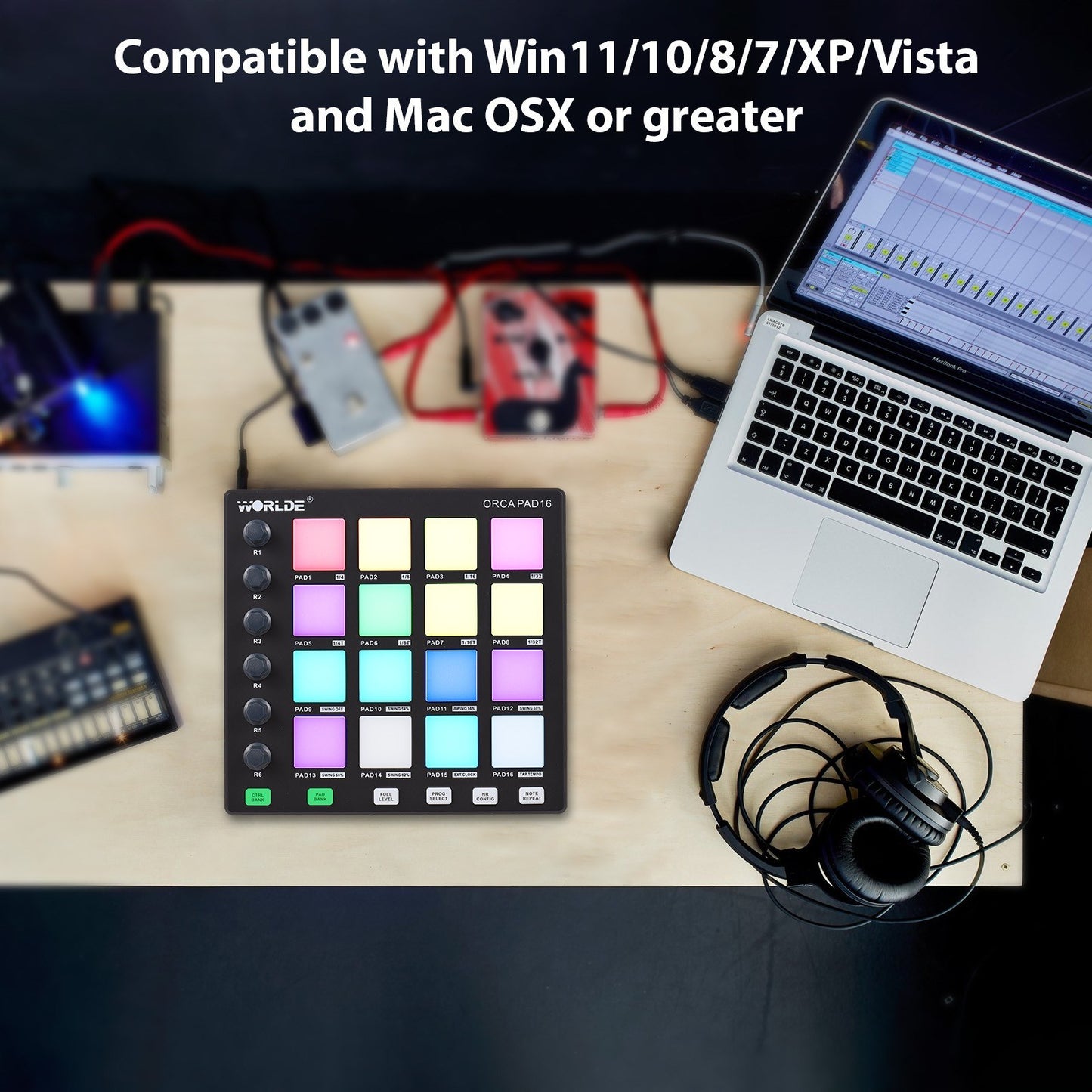 Portable WORLDE Mini MIDI Pad Controller for Beginner Music Production - USB Beat Maker Machine