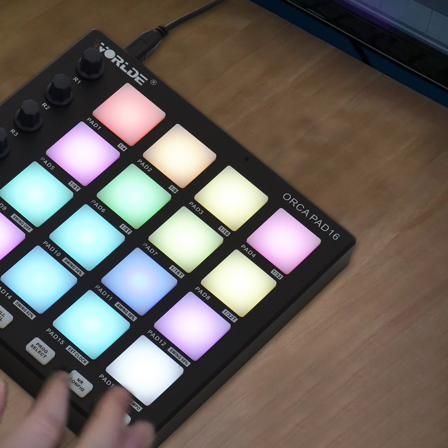 Portable WORLDE Mini MIDI Pad Controller for Beginner Music Production - USB Beat Maker Machine