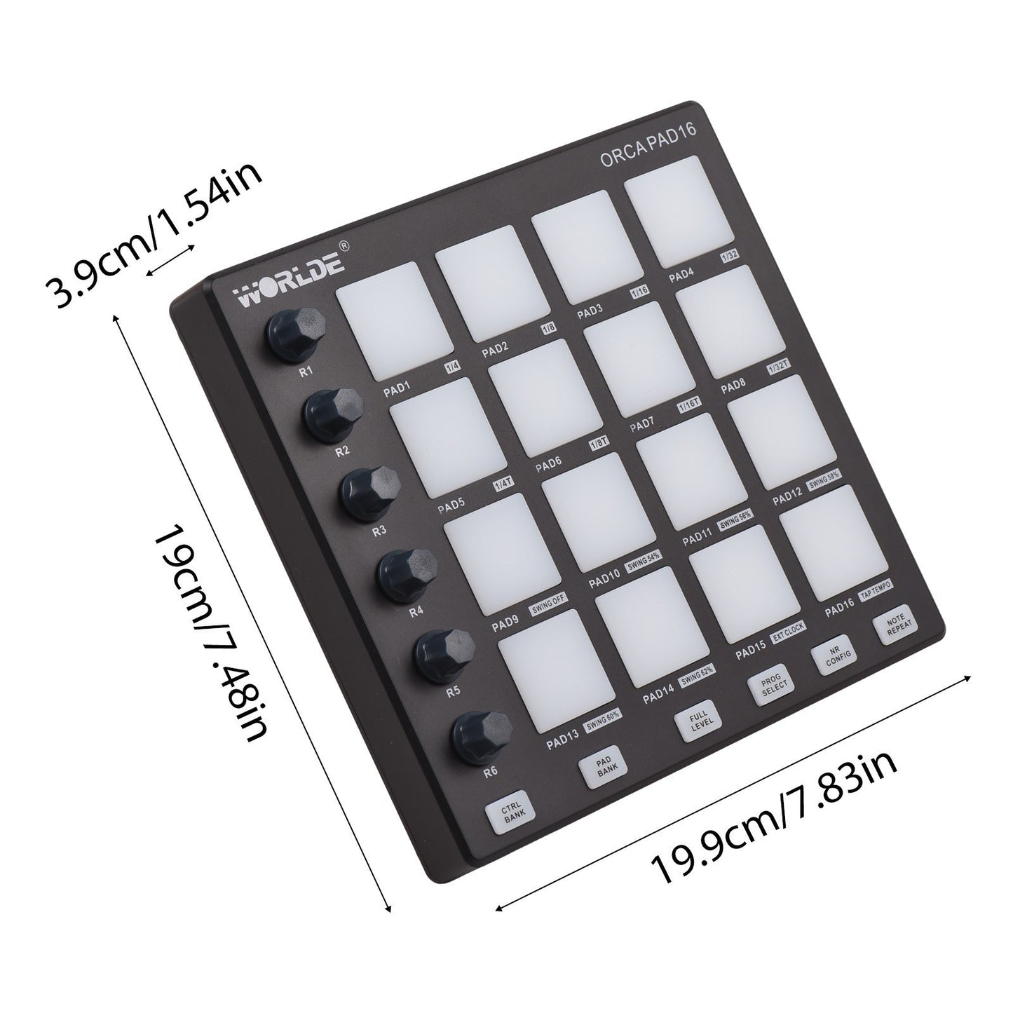Portable WORLDE Mini MIDI Pad Controller for Beginner Music Production - USB Beat Maker Machine