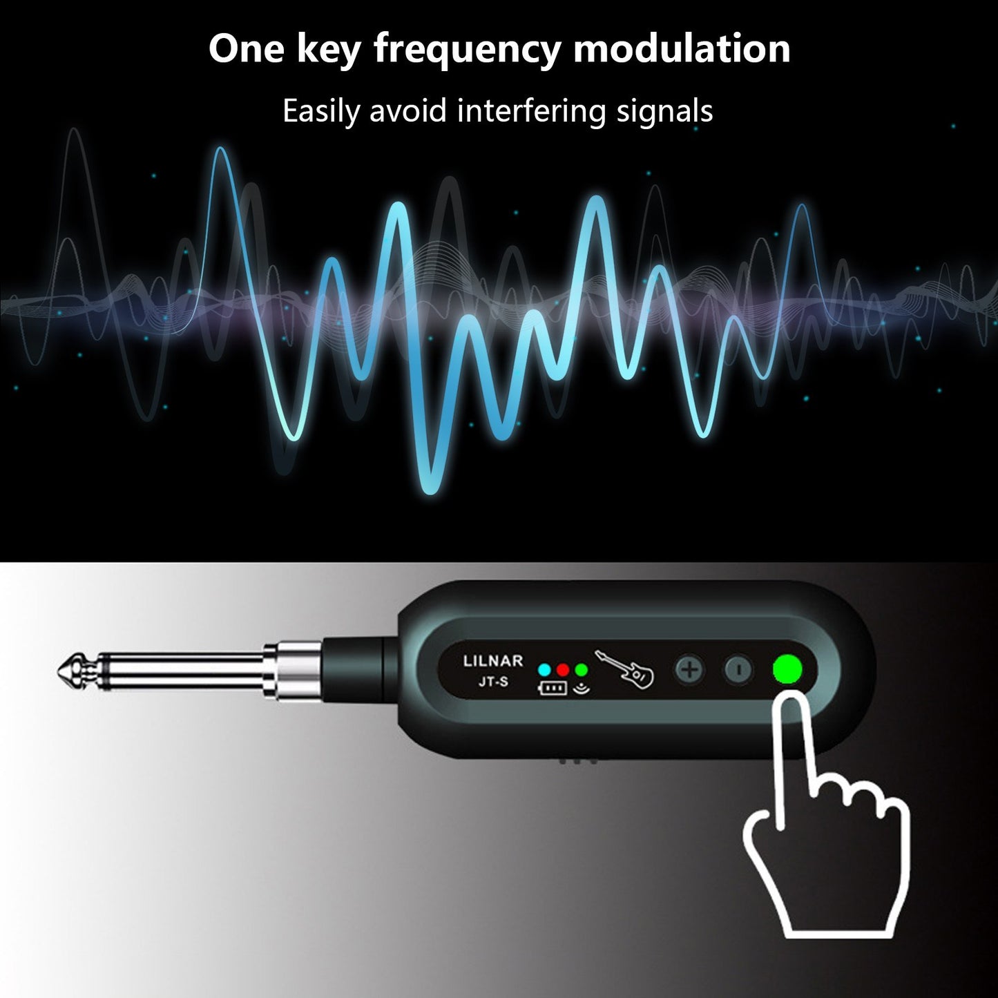 JT-S Rechargeable Wireless Guitar System - Dual 6.35mm & 3.5mm Plugs Transmitter Receiver Set
