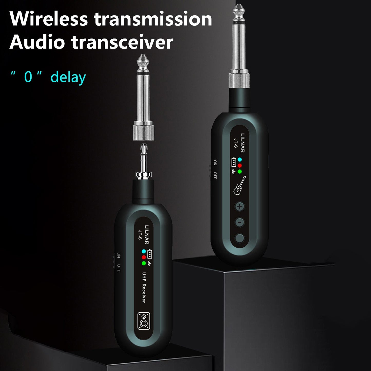 JT-S Rechargeable Wireless Guitar System - Dual 6.35mm & 3.5mm Plugs Transmitter Receiver Set