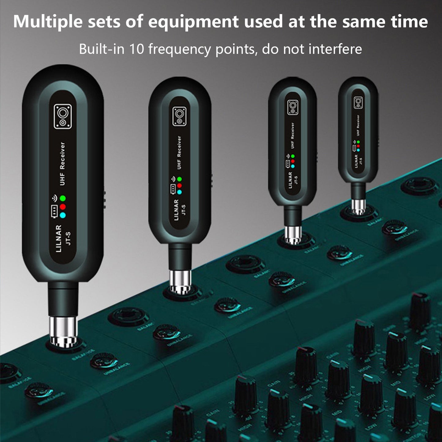 JT-S Rechargeable Wireless Guitar System - Dual 6.35mm & 3.5mm Plugs Transmitter Receiver Set