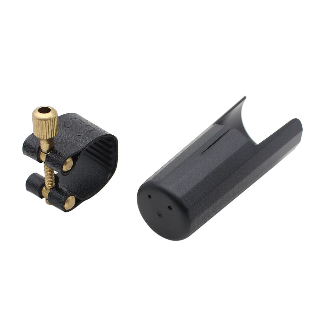 Durable Leather Ligature with Plastic Cap for Soprano Saxophone Bakelite Mouthpiece