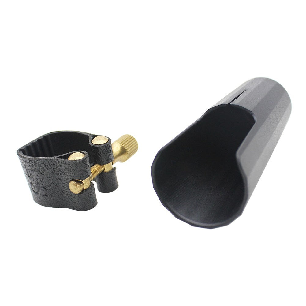 Durable Leather Ligature with Plastic Cap for Soprano Saxophone Bakelite Mouthpiece