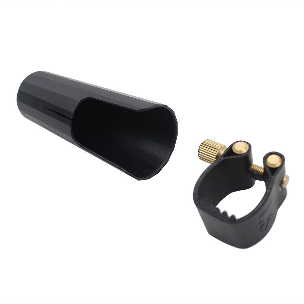 Durable Leather Ligature with Plastic Cap for Soprano Saxophone Bakelite Mouthpiece