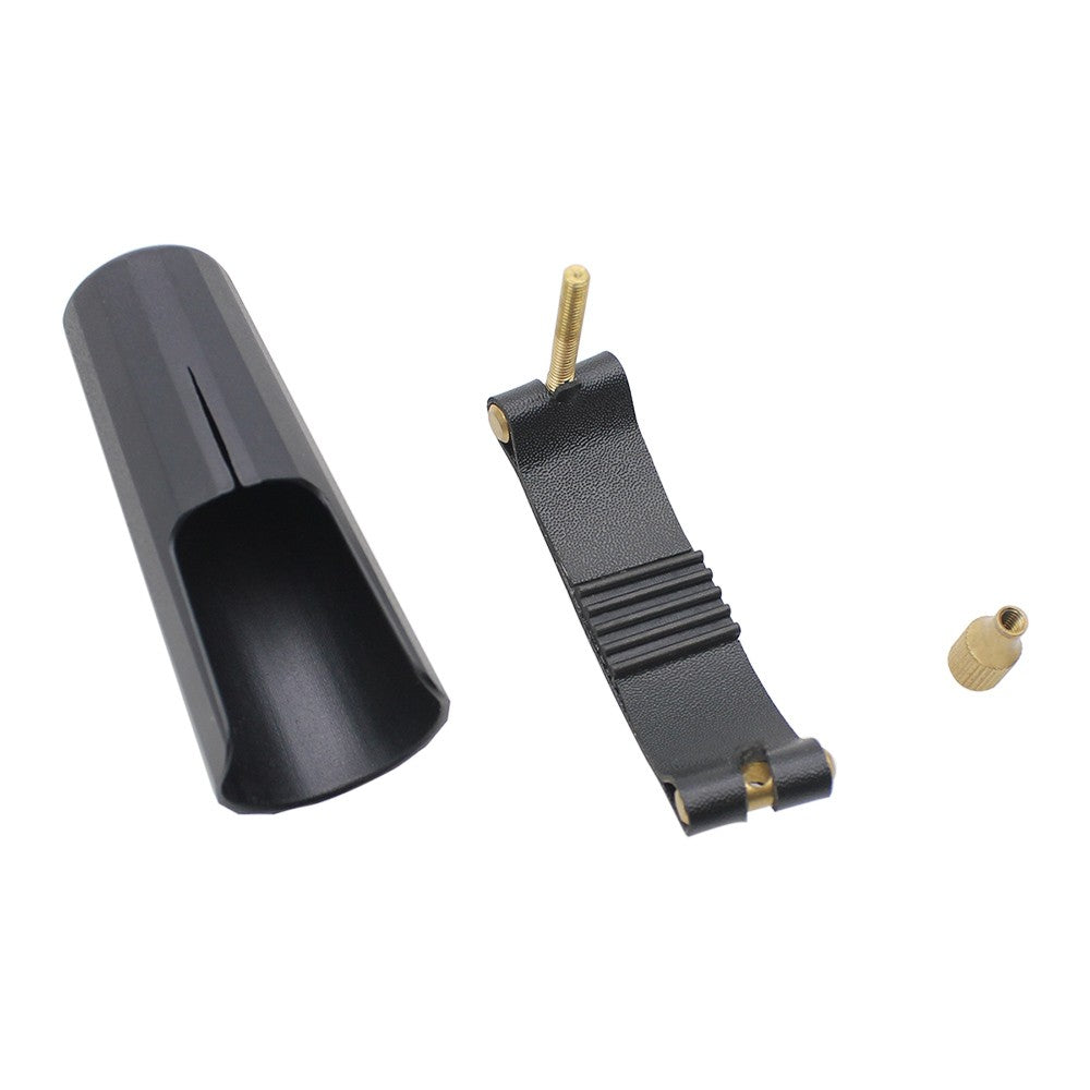 Durable Leather Ligature with Plastic Cap for Soprano Saxophone Bakelite Mouthpiece