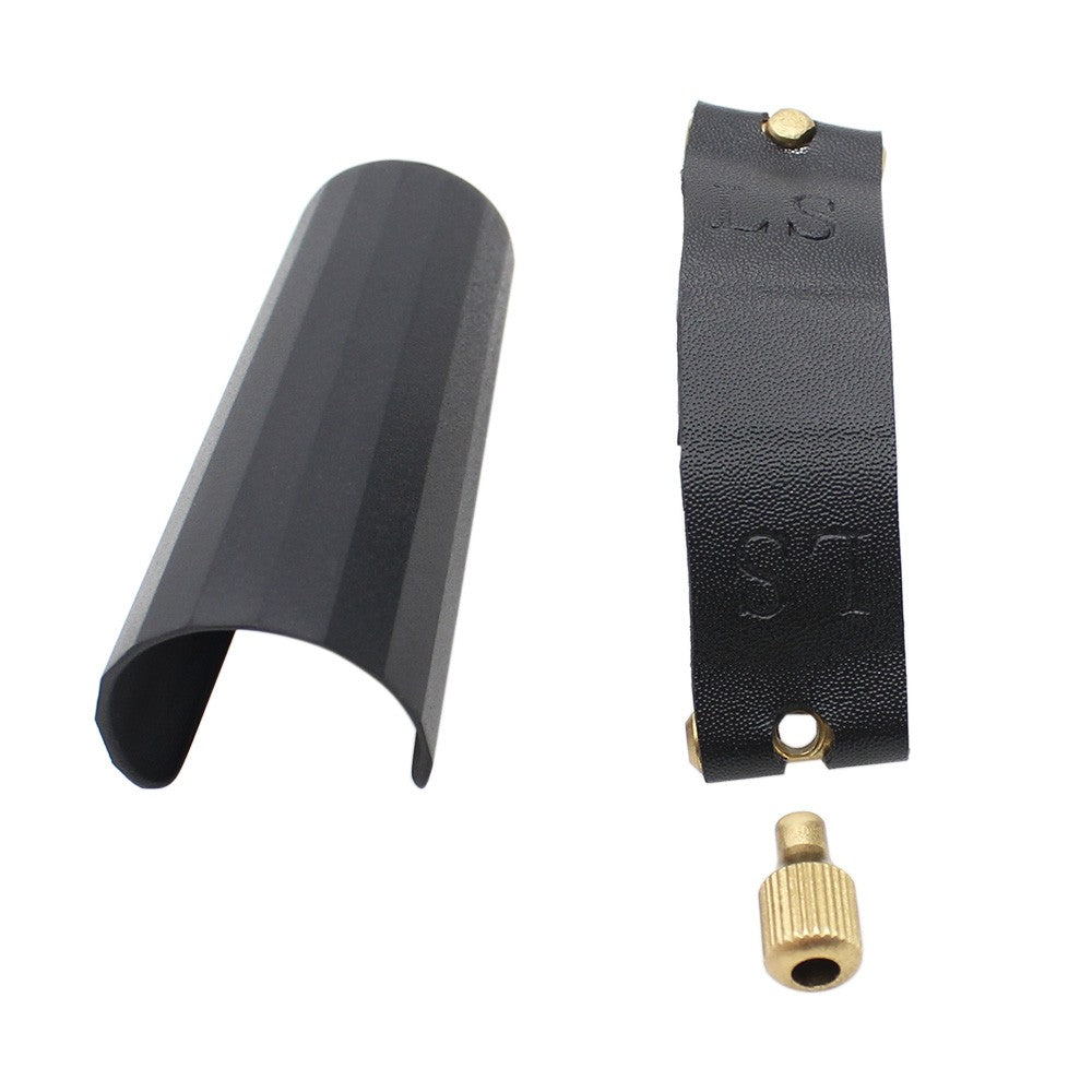 Durable Leather Ligature with Plastic Cap for Soprano Saxophone Bakelite Mouthpiece