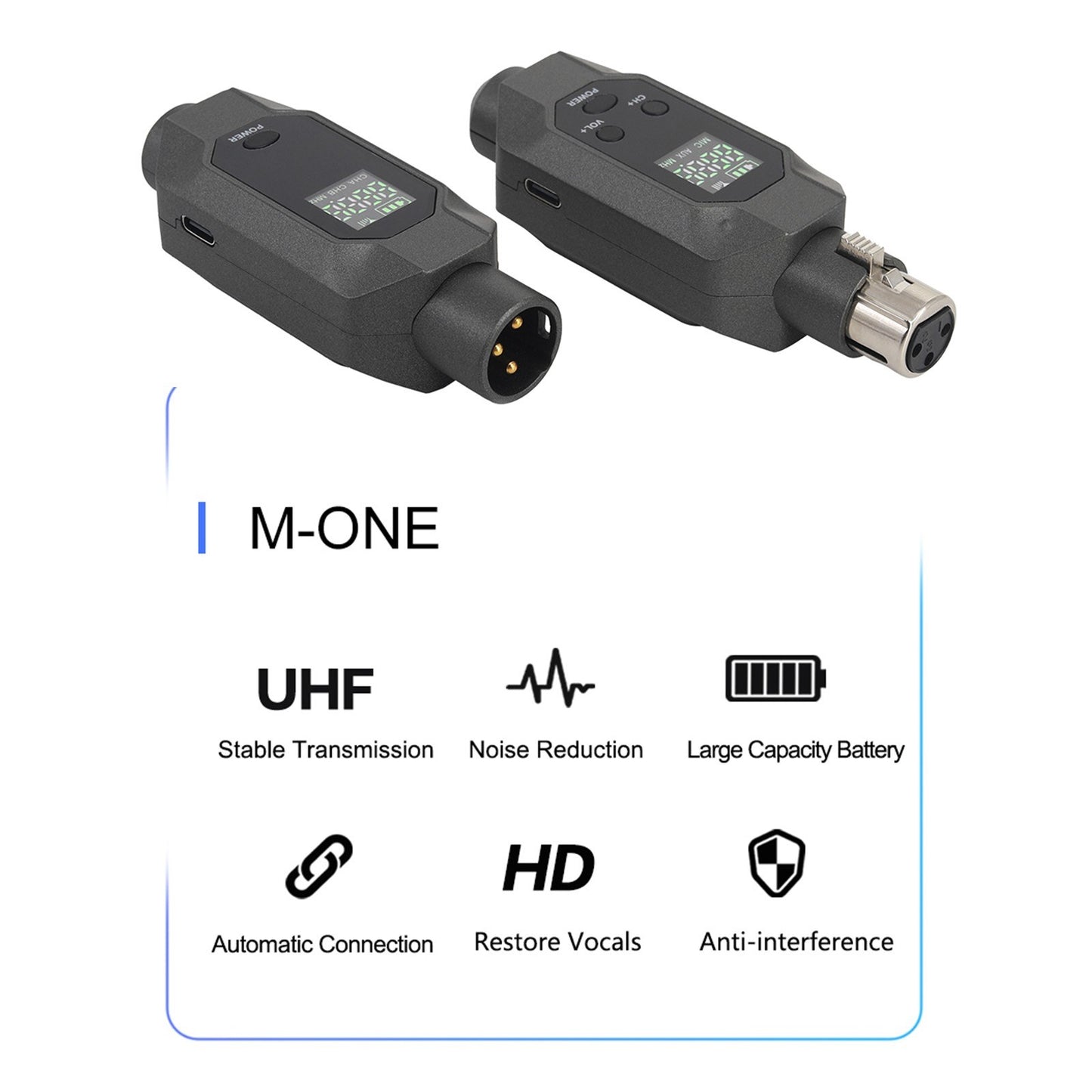 F-01 UHF Wireless Microphone System - XLR Transmitter & Receiver