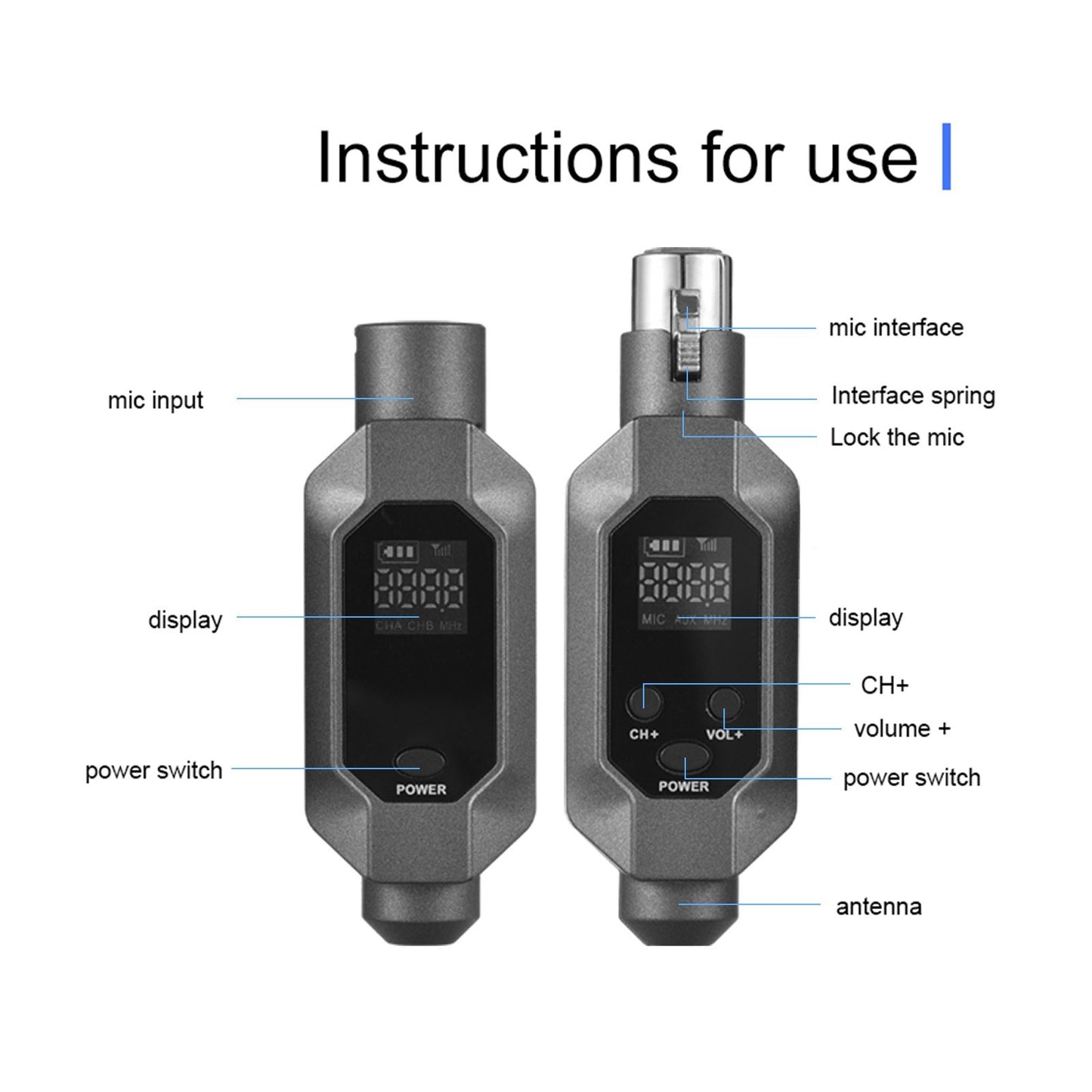 F-01 UHF Wireless Microphone System - XLR Transmitter & Receiver