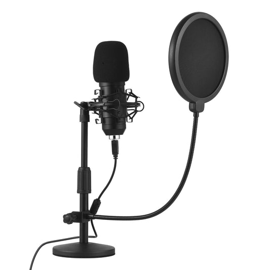 Cardioid Condenser USB Gaming Microphone Kit with Desktop Stand, Shock Mount & Pop Filter