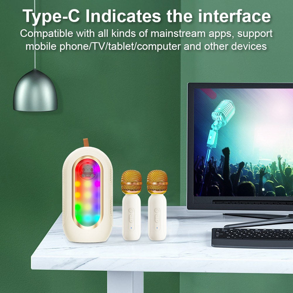 F68 Wireless Karaoke Machine Set with 2 Mics & Speaker