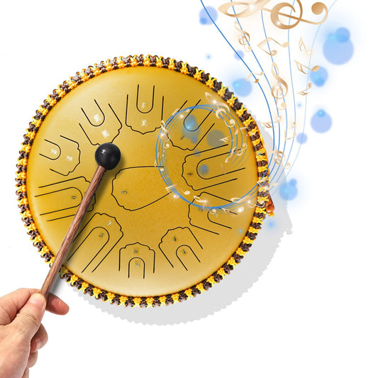 15-Inch Steel Tongue Drum, 21-Note C Key Percussion Instrument with Mallets