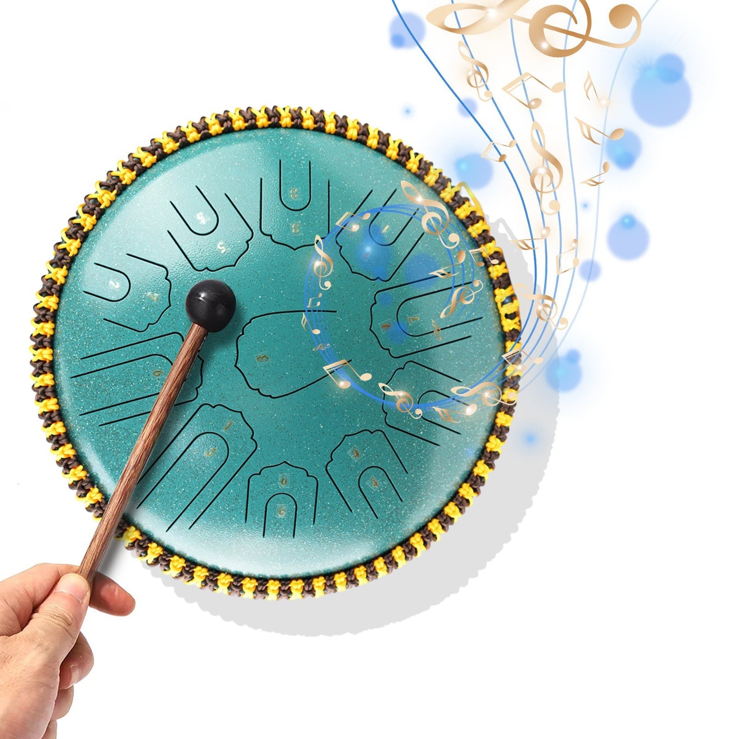 15-Inch Steel Tongue Drum, 21-Note C Key Percussion Instrument with Mallets