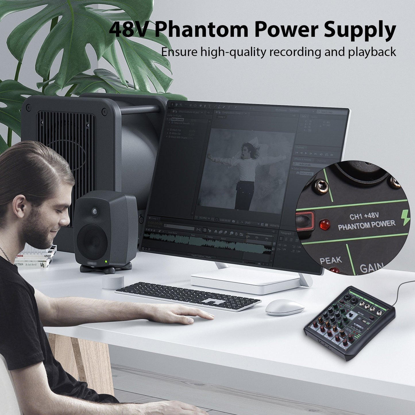 R4-FX6 6-Channel Audio Mixer with 48V Phantom Power & OTG Capability