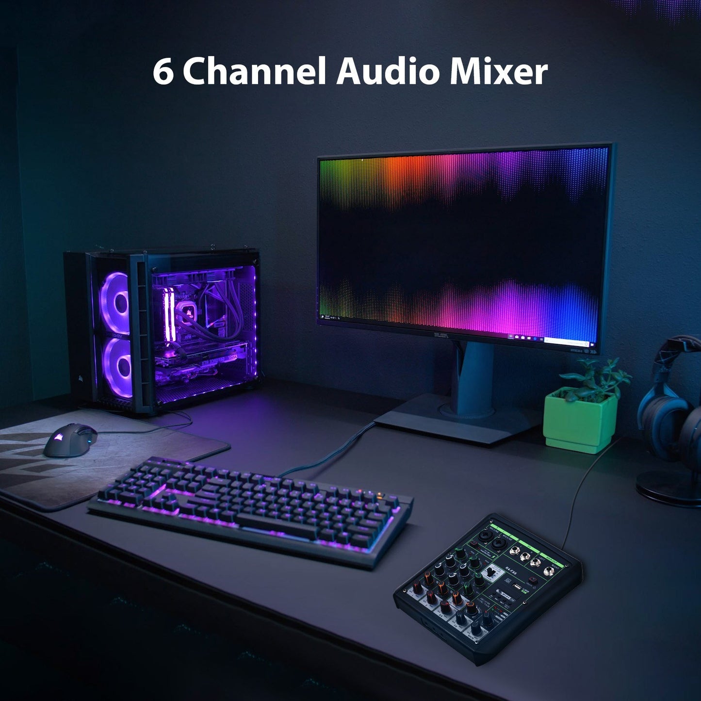 R4-FX6 6-Channel Audio Mixer with 48V Phantom Power & OTG Capability