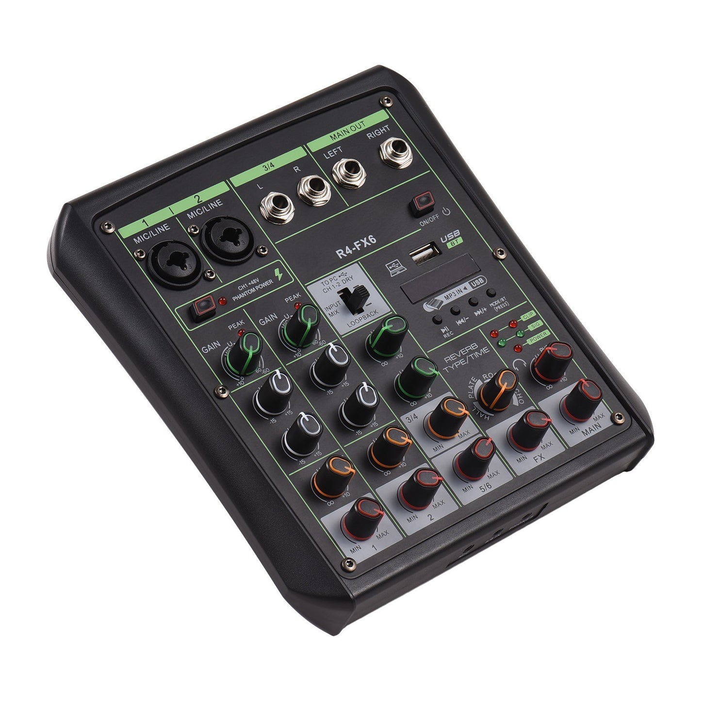 R4-FX6 6-Channel Audio Mixer with 48V Phantom Power & OTG Capability