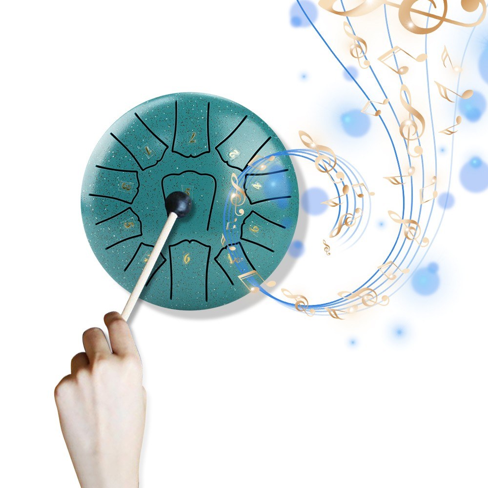 6 Inch Steel Tongue Drum, 11 Notes D Key Percussion Instrument with Mallets