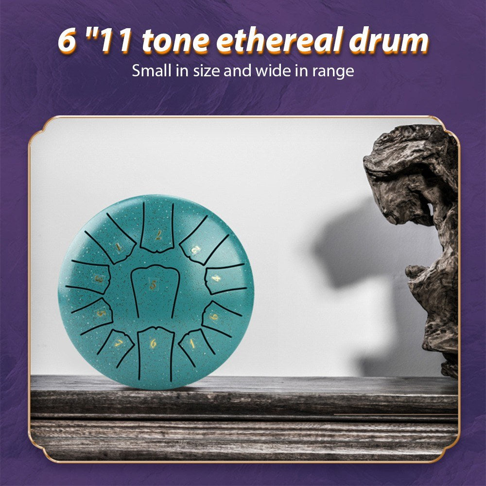 6 Inch Steel Tongue Drum, 11 Notes D Key Percussion Instrument with Mallets