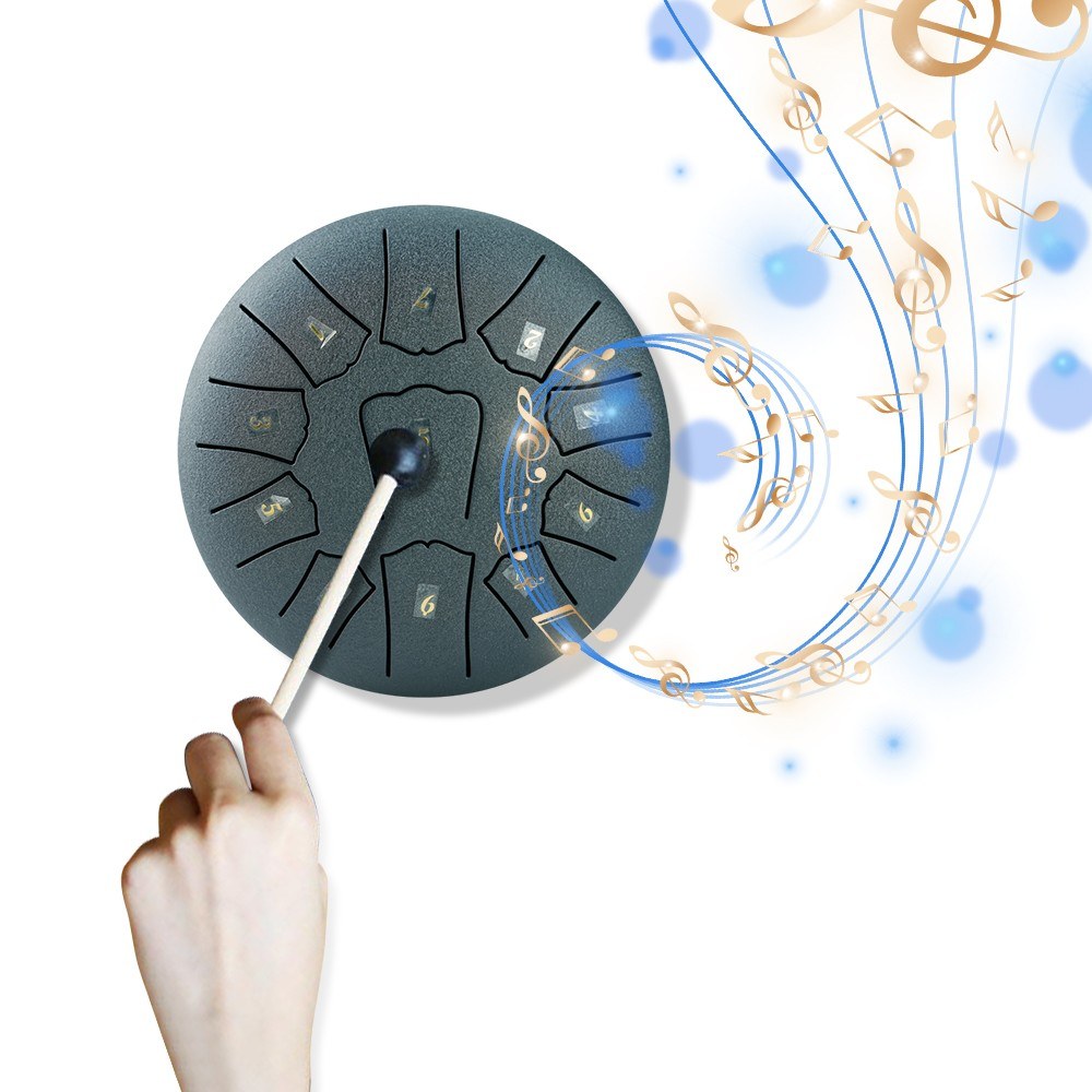 6 Inch Steel Tongue Drum, 11 Notes D Key Percussion Instrument with Mallets