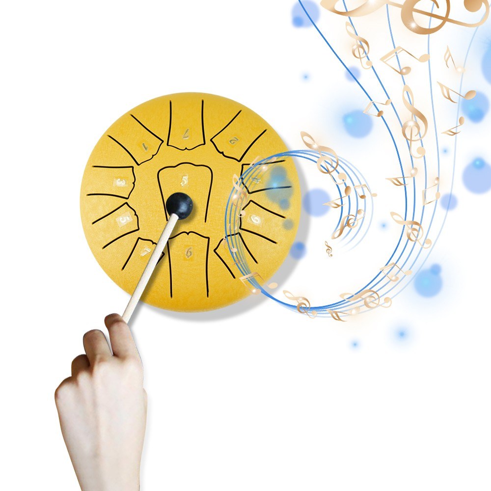 6 Inch Steel Tongue Drum, 11 Notes D Key Percussion Instrument with Mallets