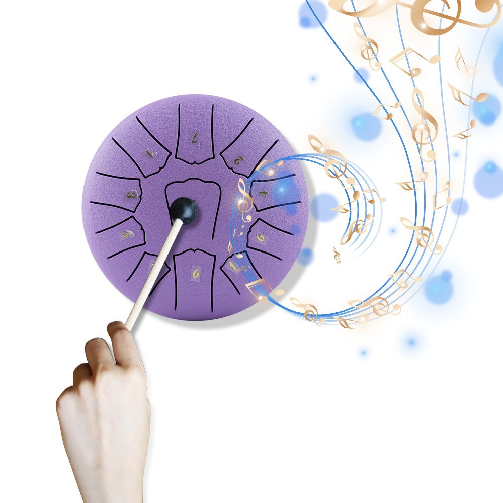 6 Inch Steel Tongue Drum, 11 Notes D Key Percussion Instrument with Mallets