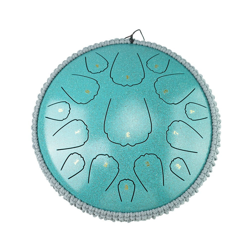 13-Inch 15-Note Steel Tongue Drum in D Key - Portable Balmy Percussion Handpan with Mallets