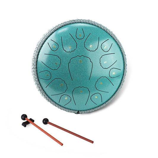 13-Inch 15-Note Steel Tongue Drum in D Key - Portable Balmy Percussion Handpan with Mallets