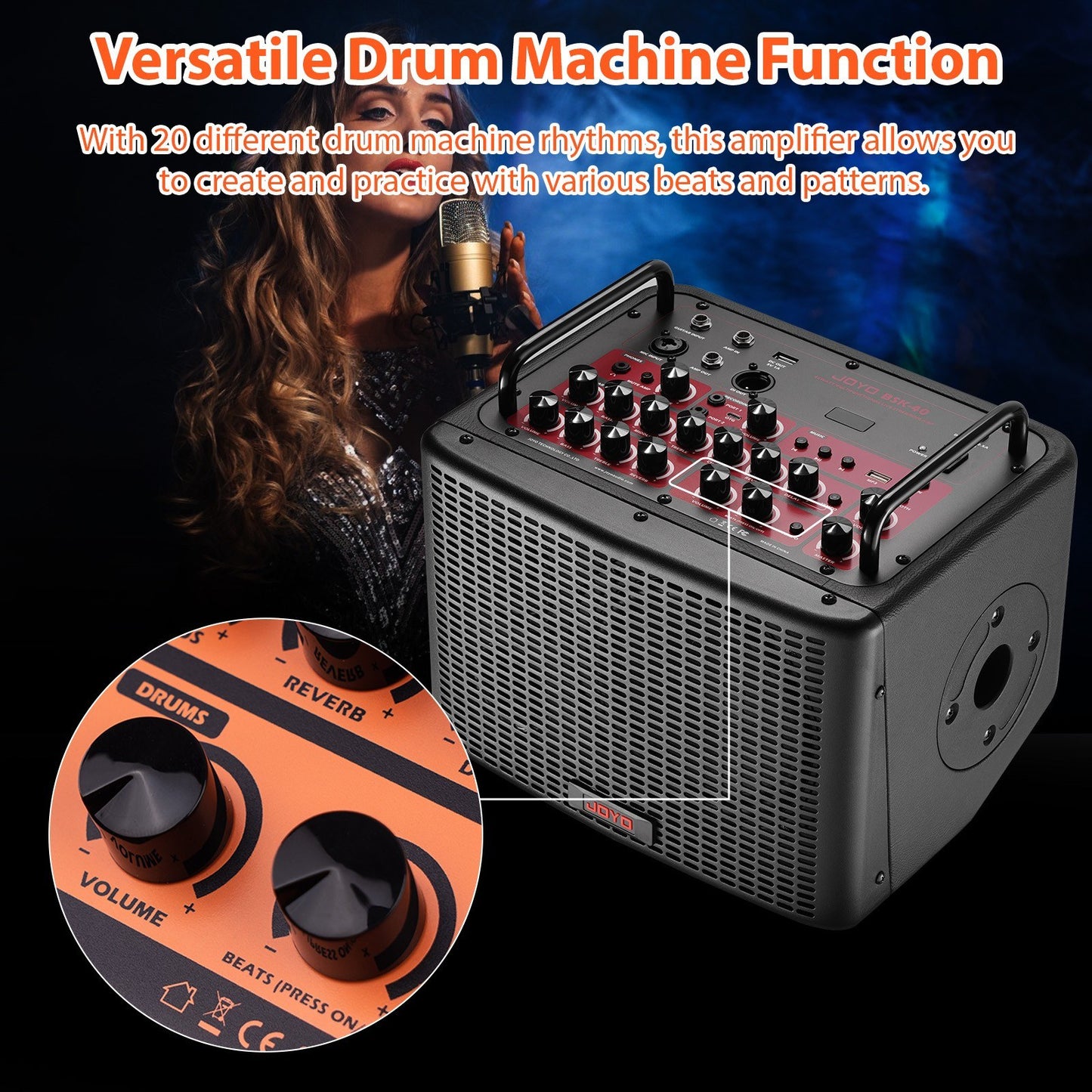 Rechargeable 40W Portable Electric Acoustic Guitar Amp Speaker