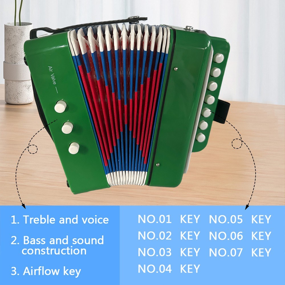Beginners 7-Key 2-Bass Mini Accordion in ABS - Perfect Christmas Gift