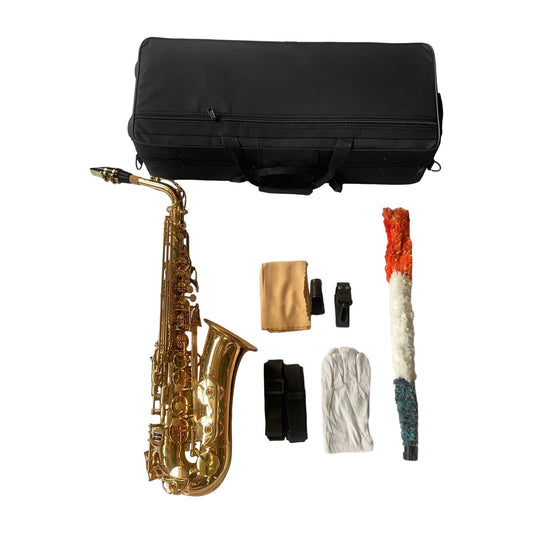 Eb Alto Saxophone with Brass Body & White Shell Keys - Golden Woodwind Instrument