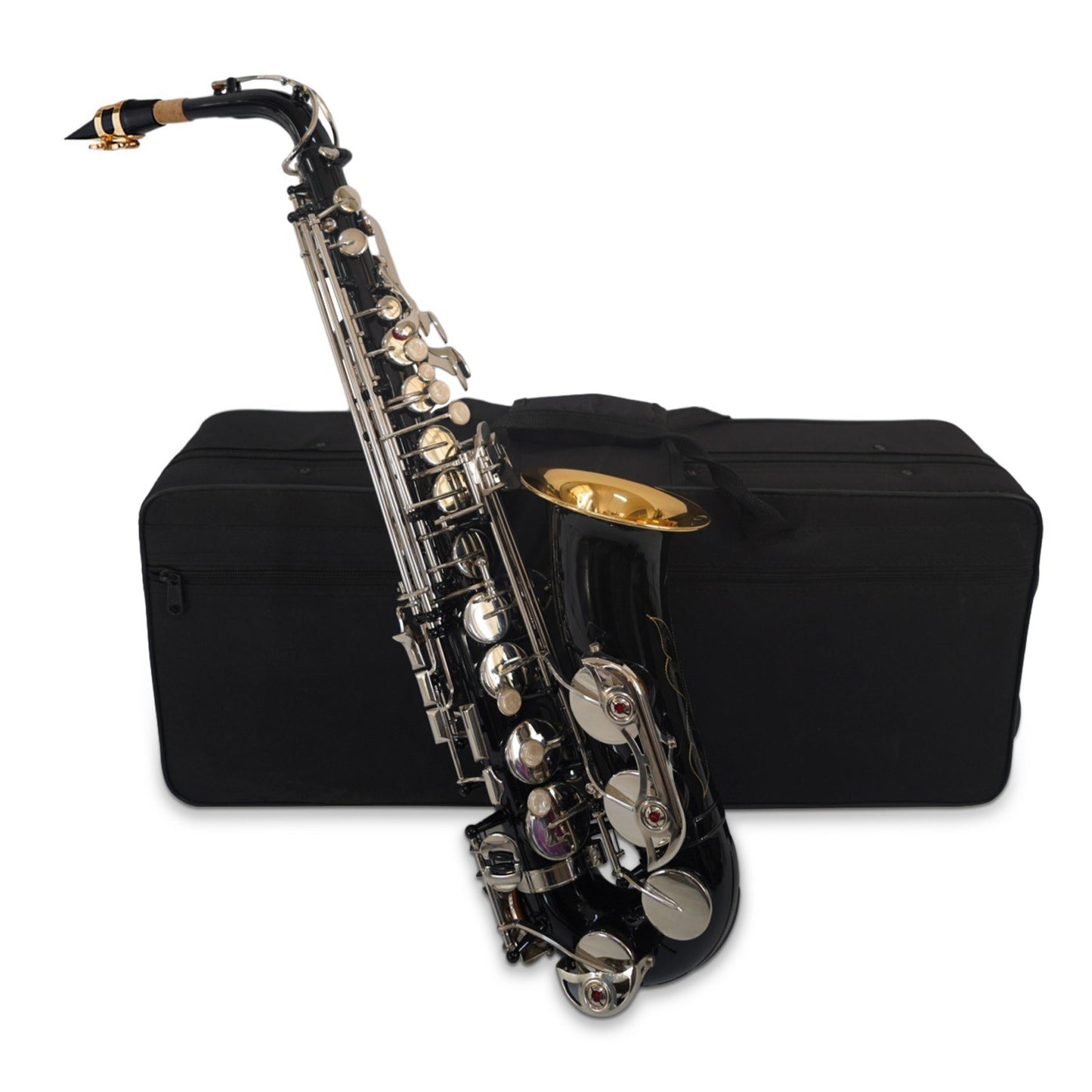 Eb Alto Saxophone, Black Brass Body, White Shell Keys, Woodwind Instrument