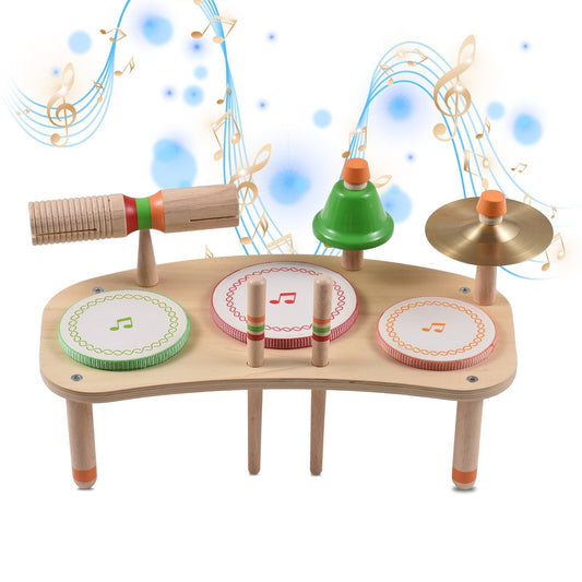 Portable 7-in-1 Desktop Drum Set - Detachable Percussion Instrument Kit