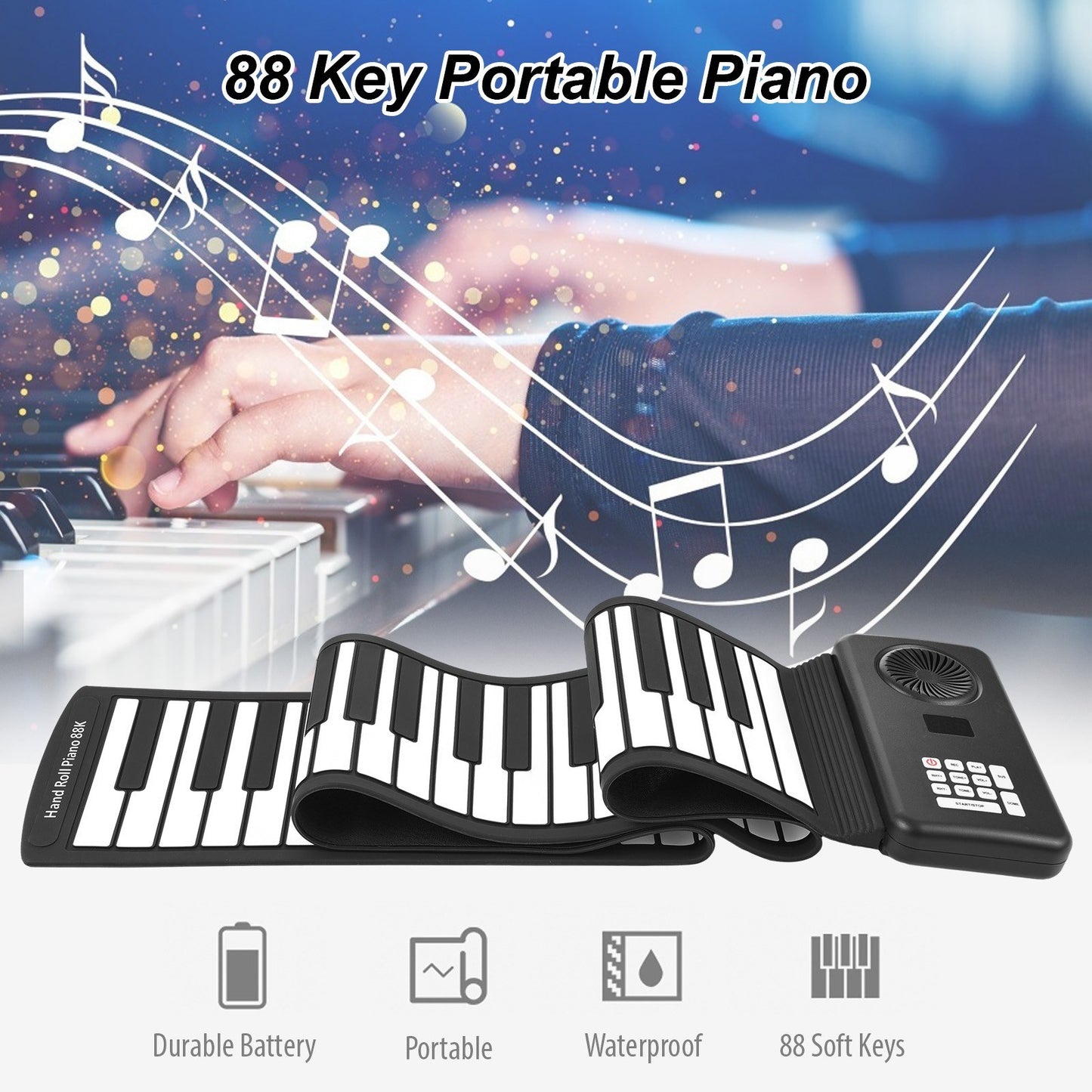 Portable & Durable 88-Key Roll-Up Electronic Piano