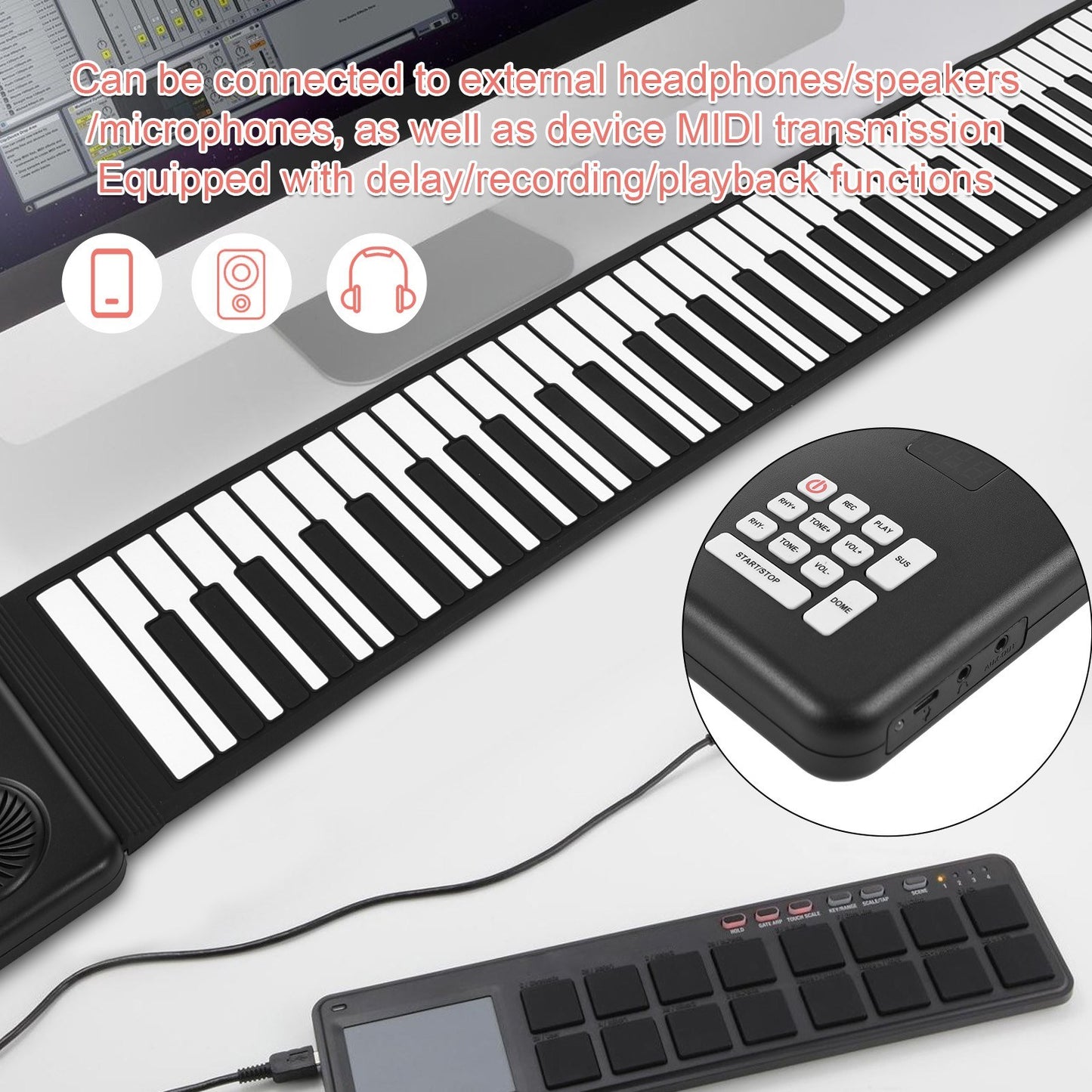 Portable & Durable 88-Key Roll-Up Electronic Piano