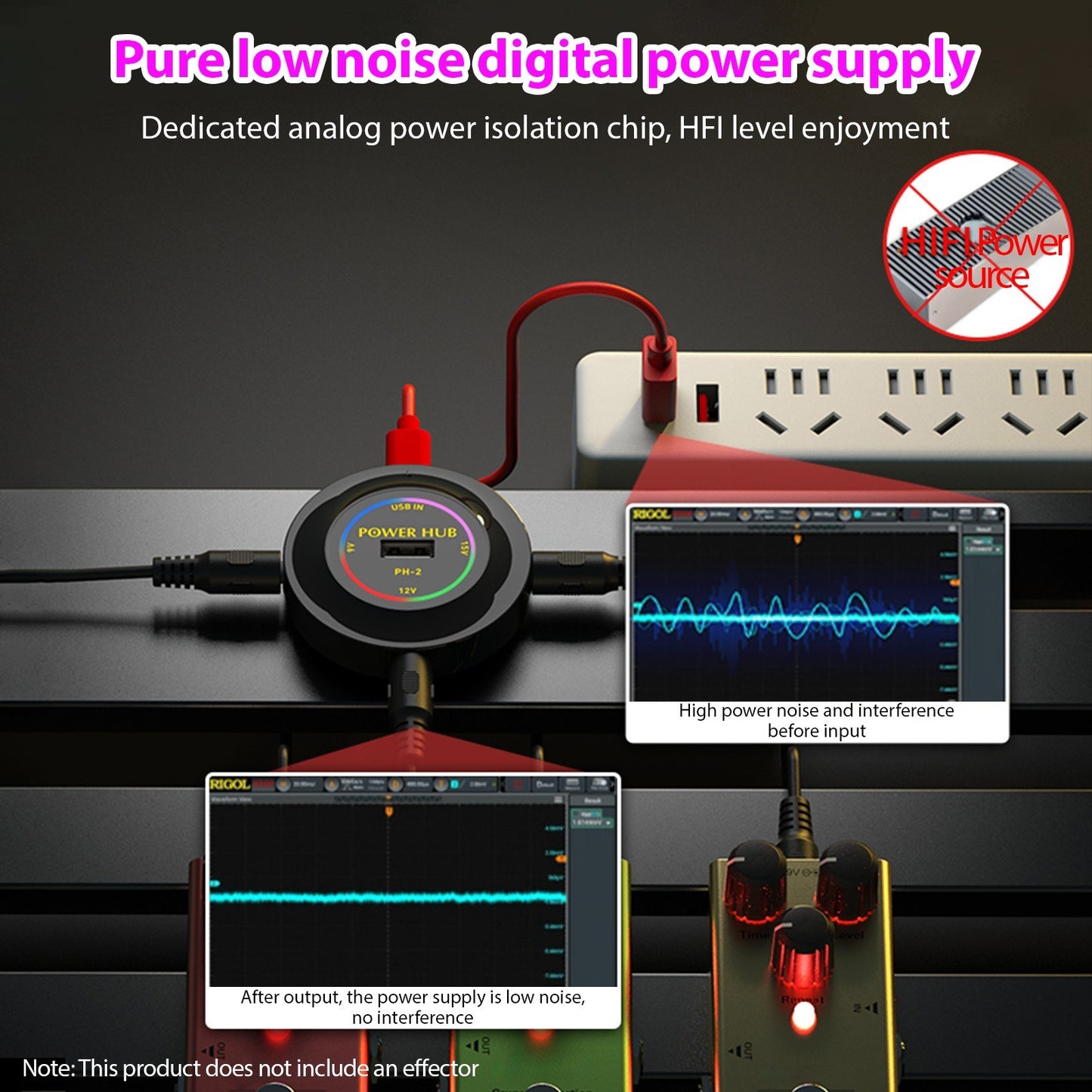 Mini Effector Power Supply HUB - 3 Channel Output 9V/12V/15V Low Noise for Music Instruments