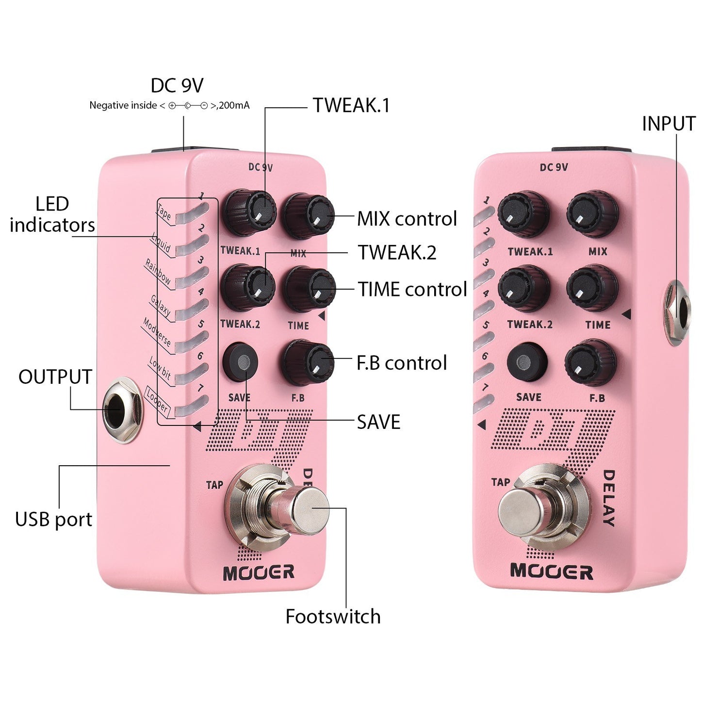 MOOER R7 Digital Reverb Pedal for Electric Guitar