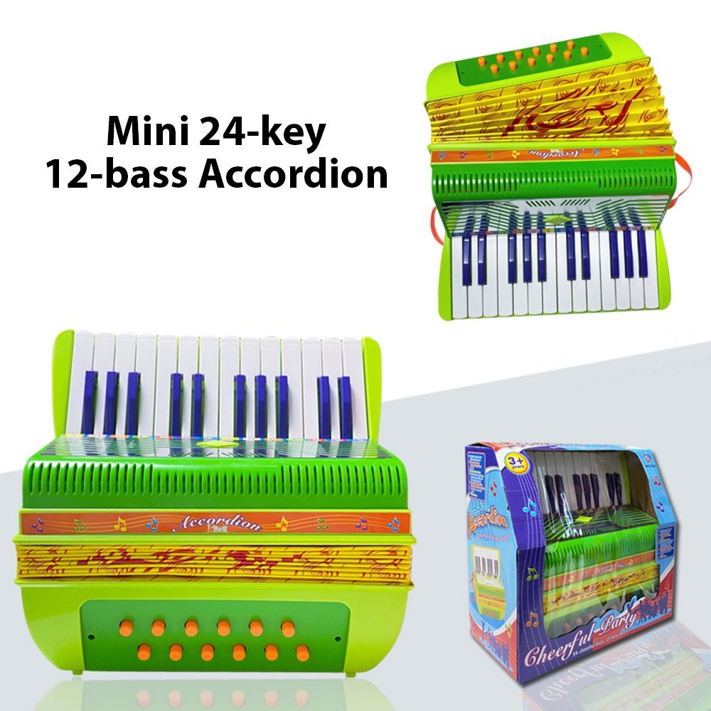 Beginners 24-Key 12-Bass Mini Accordion with Buckle - Durable ABS Material