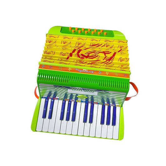 Beginners 24-Key 12-Bass Mini Accordion with Buckle - Durable ABS Material